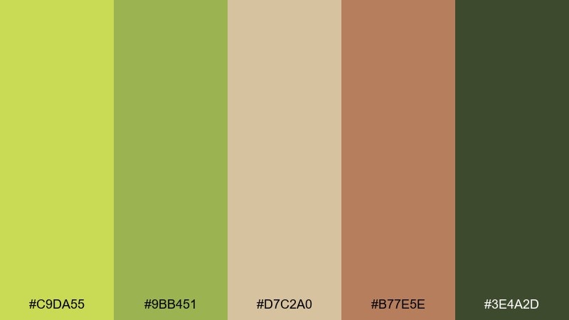 spring clay peridot color palette with hex codes