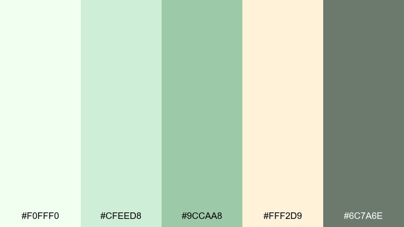 spring conservatory honeydew color palette with hex codes