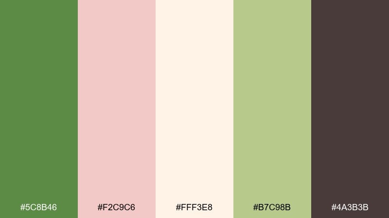 spring fern blush fern green color palette with hex codes