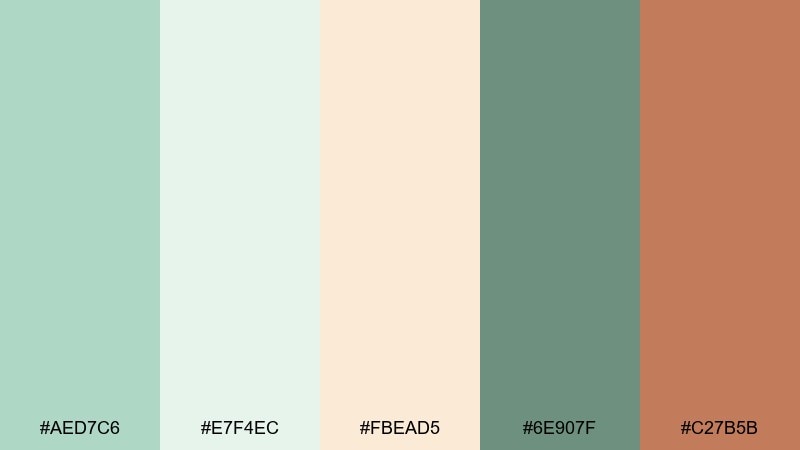 spring herbarium celadon color palette with hex codes