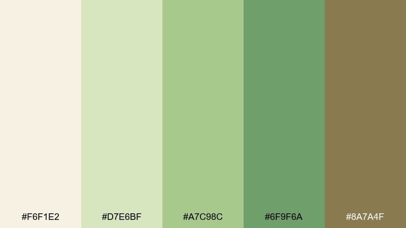 spring kintsugi tea green color palette with hex codes