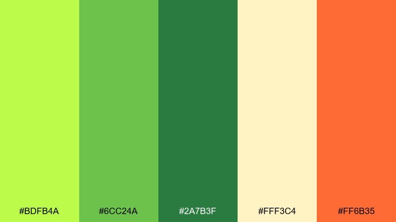spring orchard color palette with hex codes