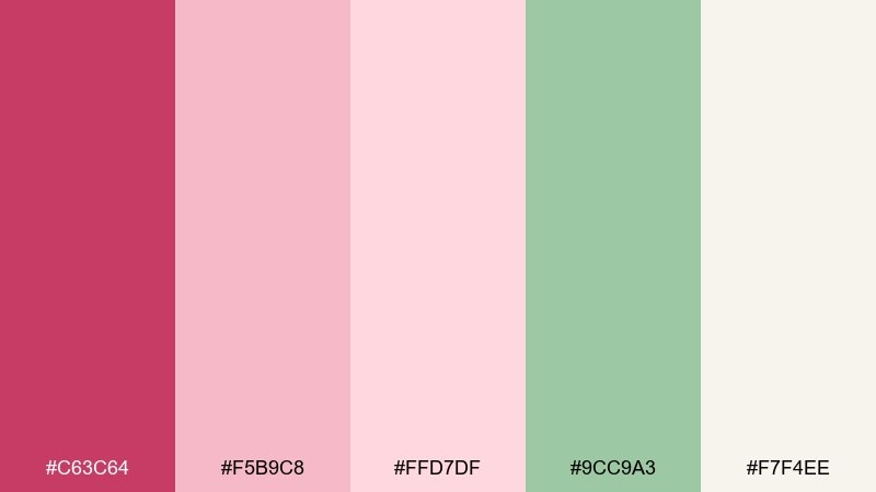 spring peony garden blush raspberry color palette with hex codes