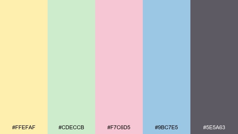 spring picnic pastels color palette with hex codes