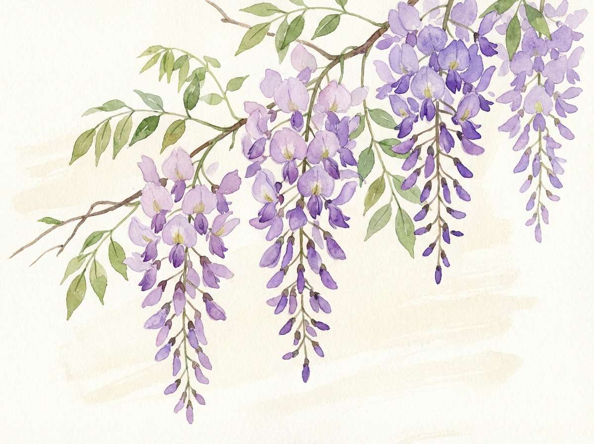 wisteria watercolor floral art