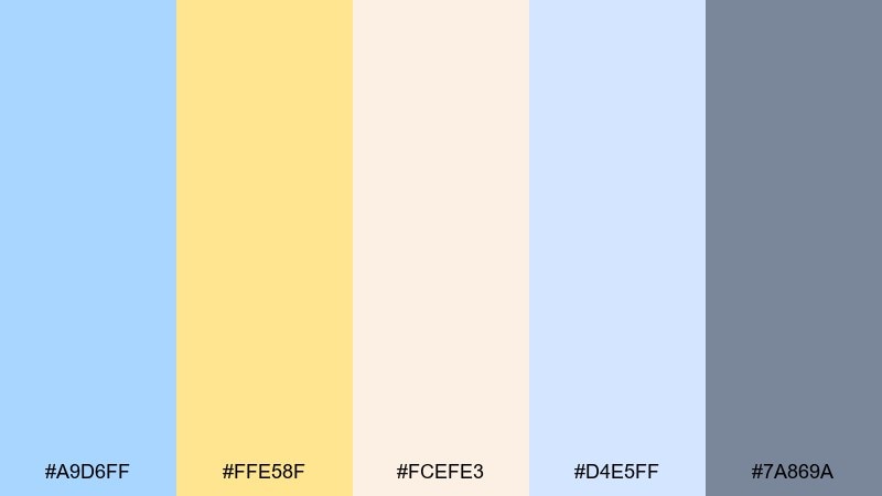 springfield stationery pastel blue yellow color palette with hex codes