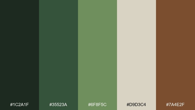 sprout and bark fairy forest color palette with hex codes
