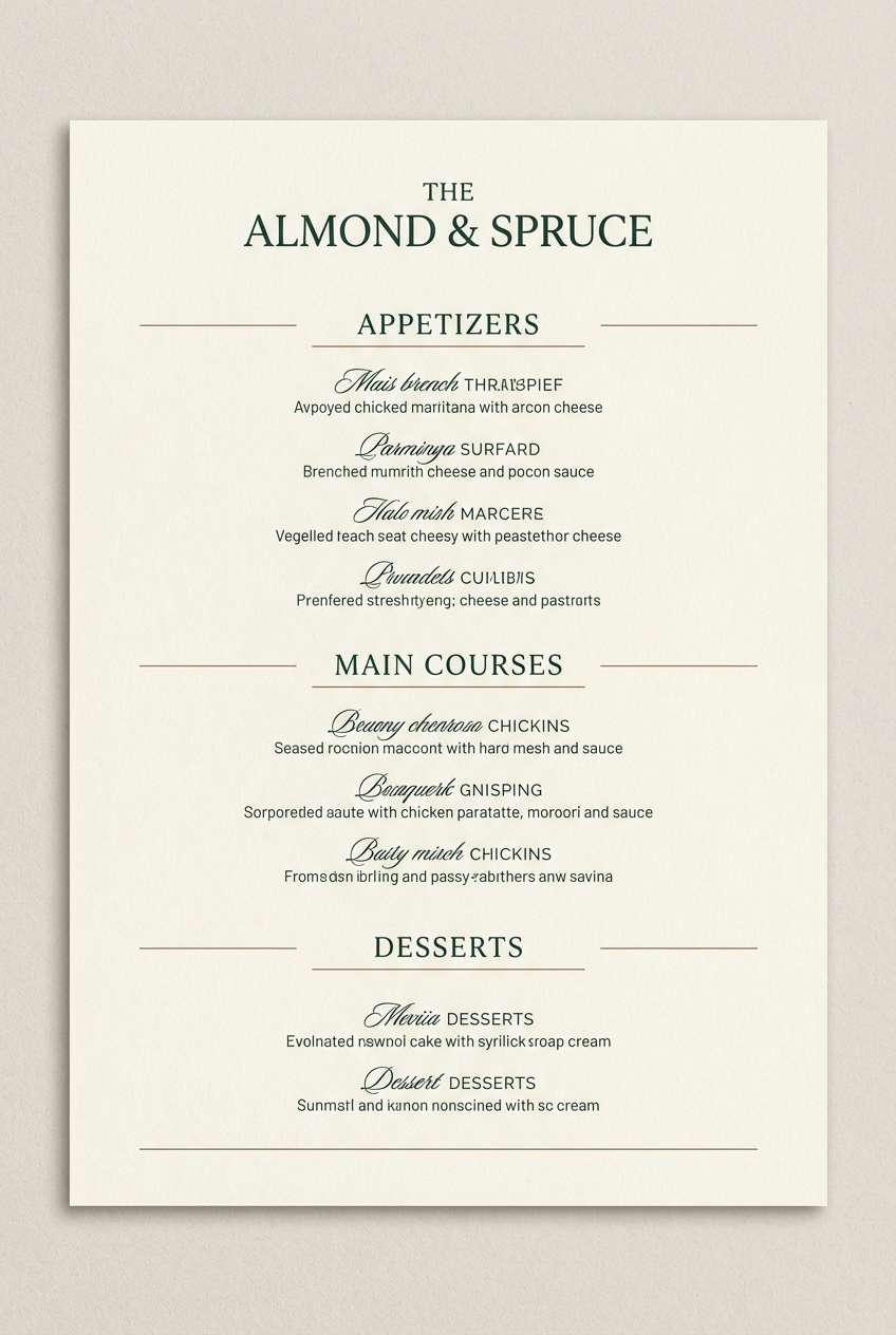 spruce almond restaurant menu