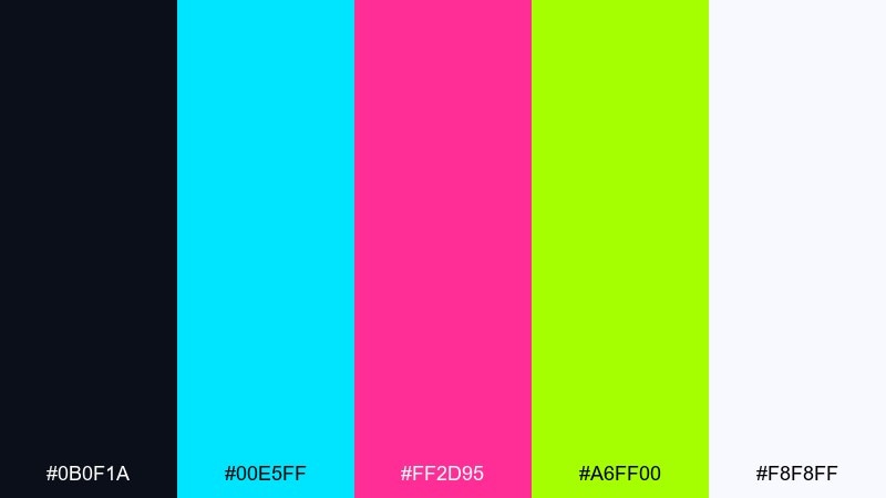 stadium neon nights sports color palette with hex codes