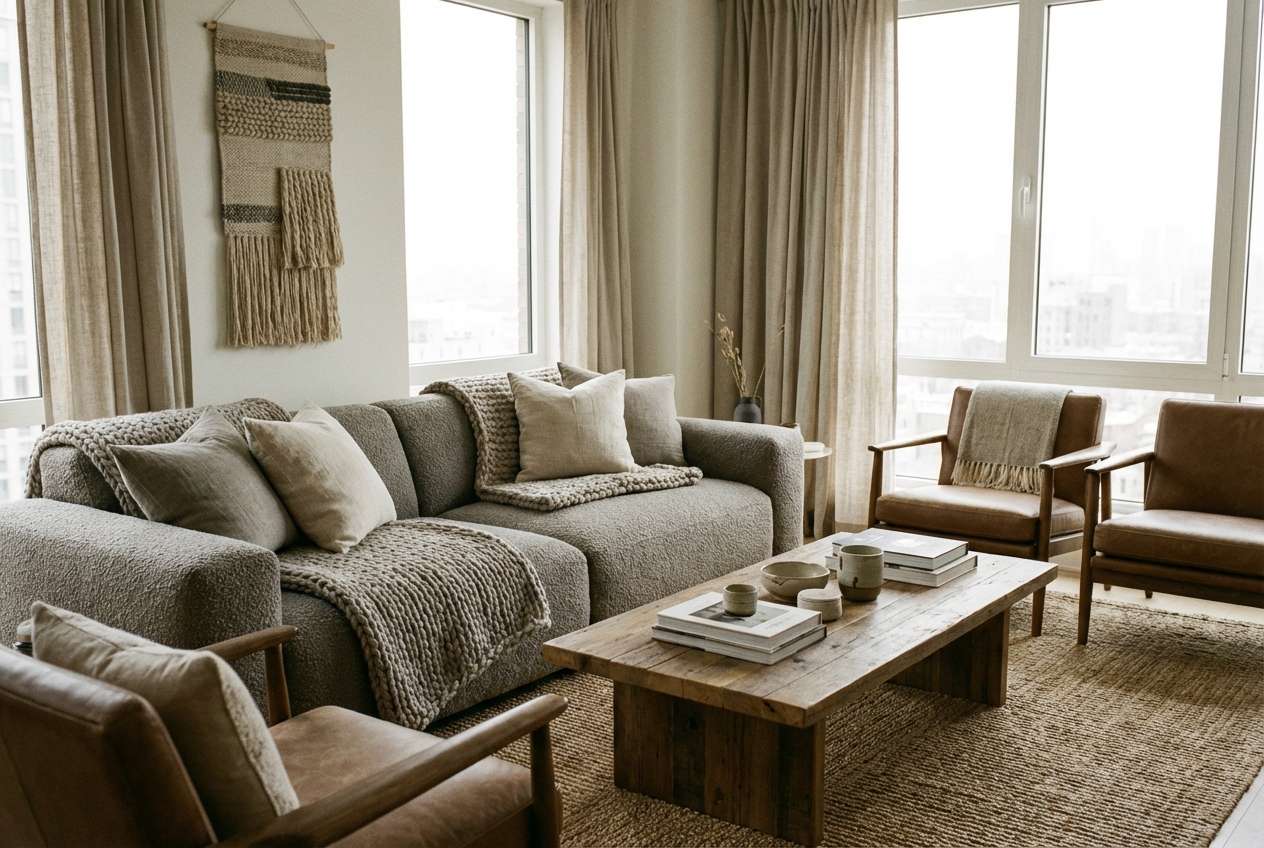 staged living room neutrals