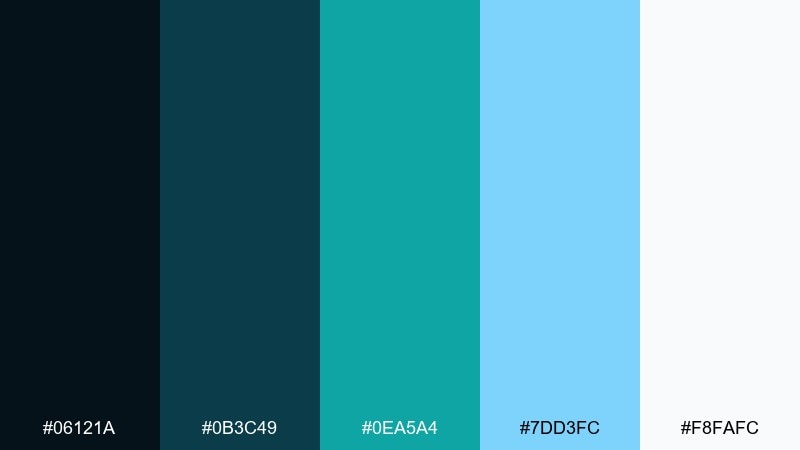 starlit teal color palette with hex codes