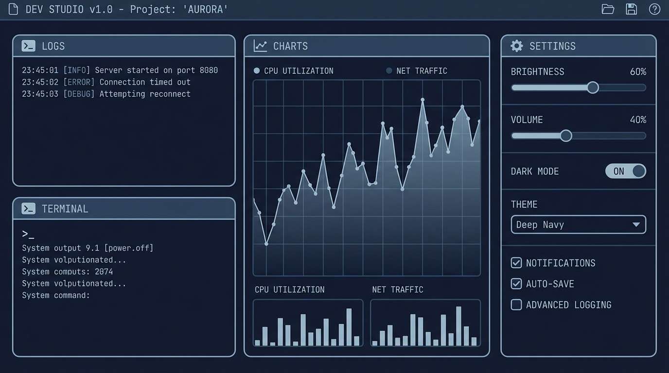 developer tool dark ui