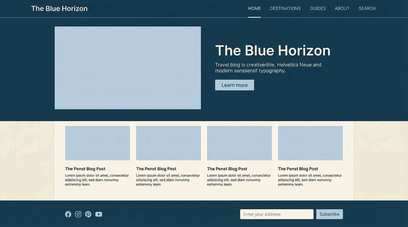 travel blog ui mockup