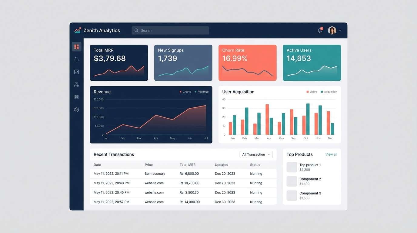 dark saas dashboard ui