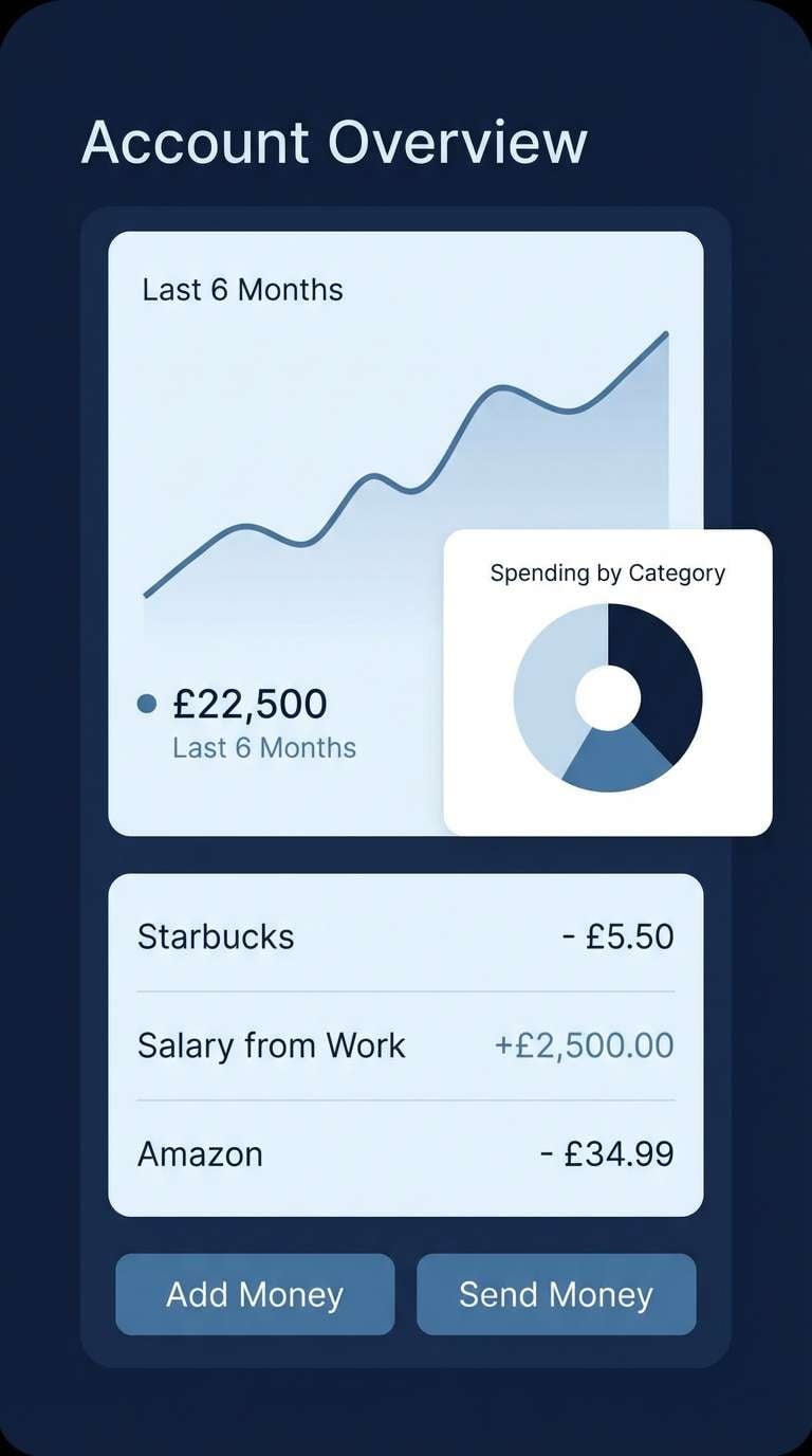 fintech app ui in blue