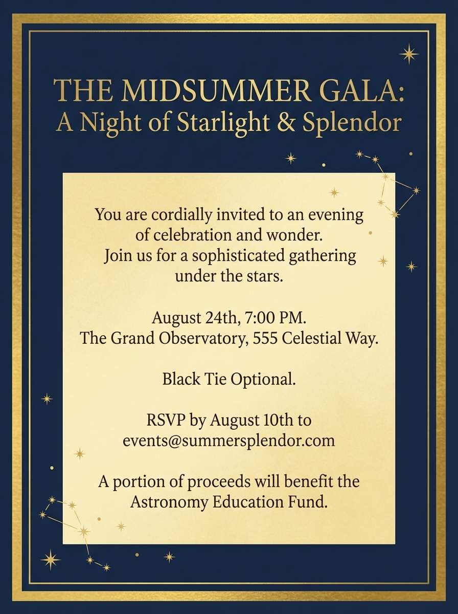 gold and navy invitation