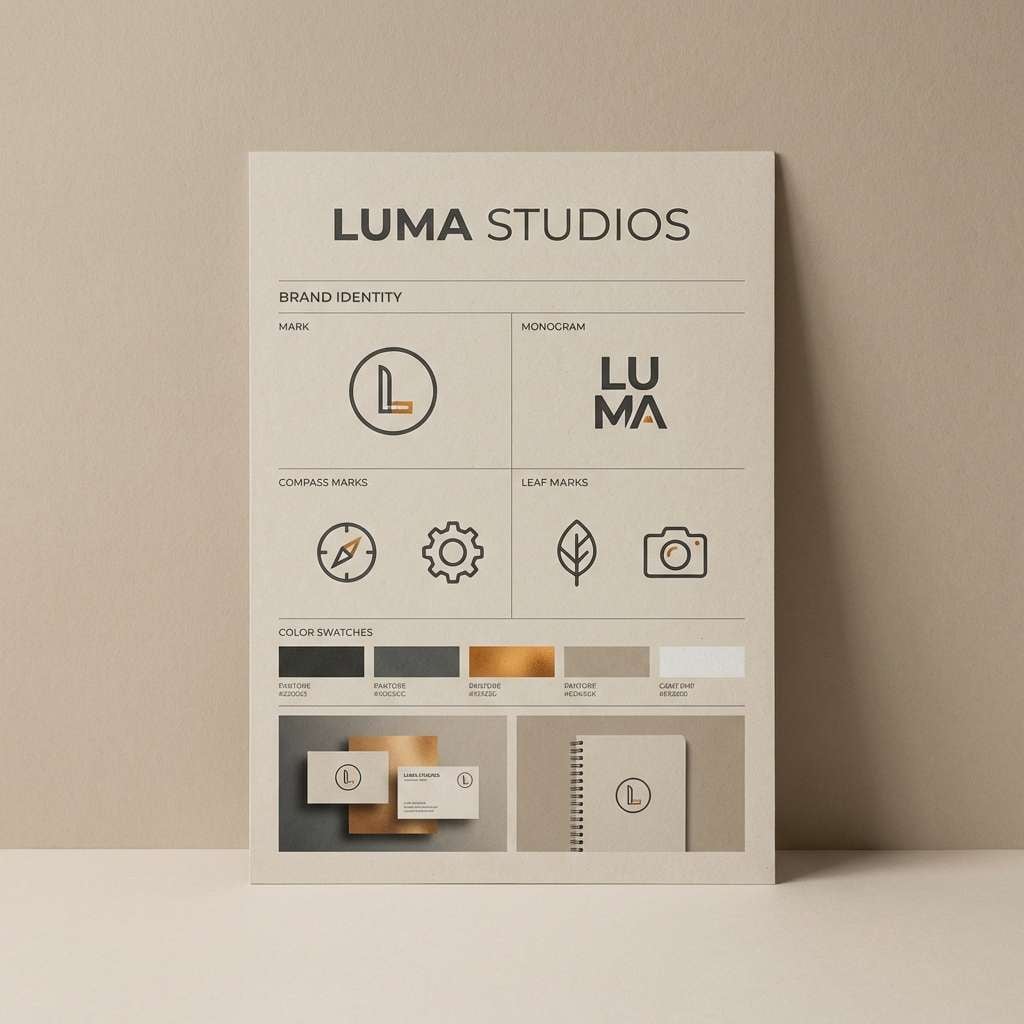 amber logo identity board