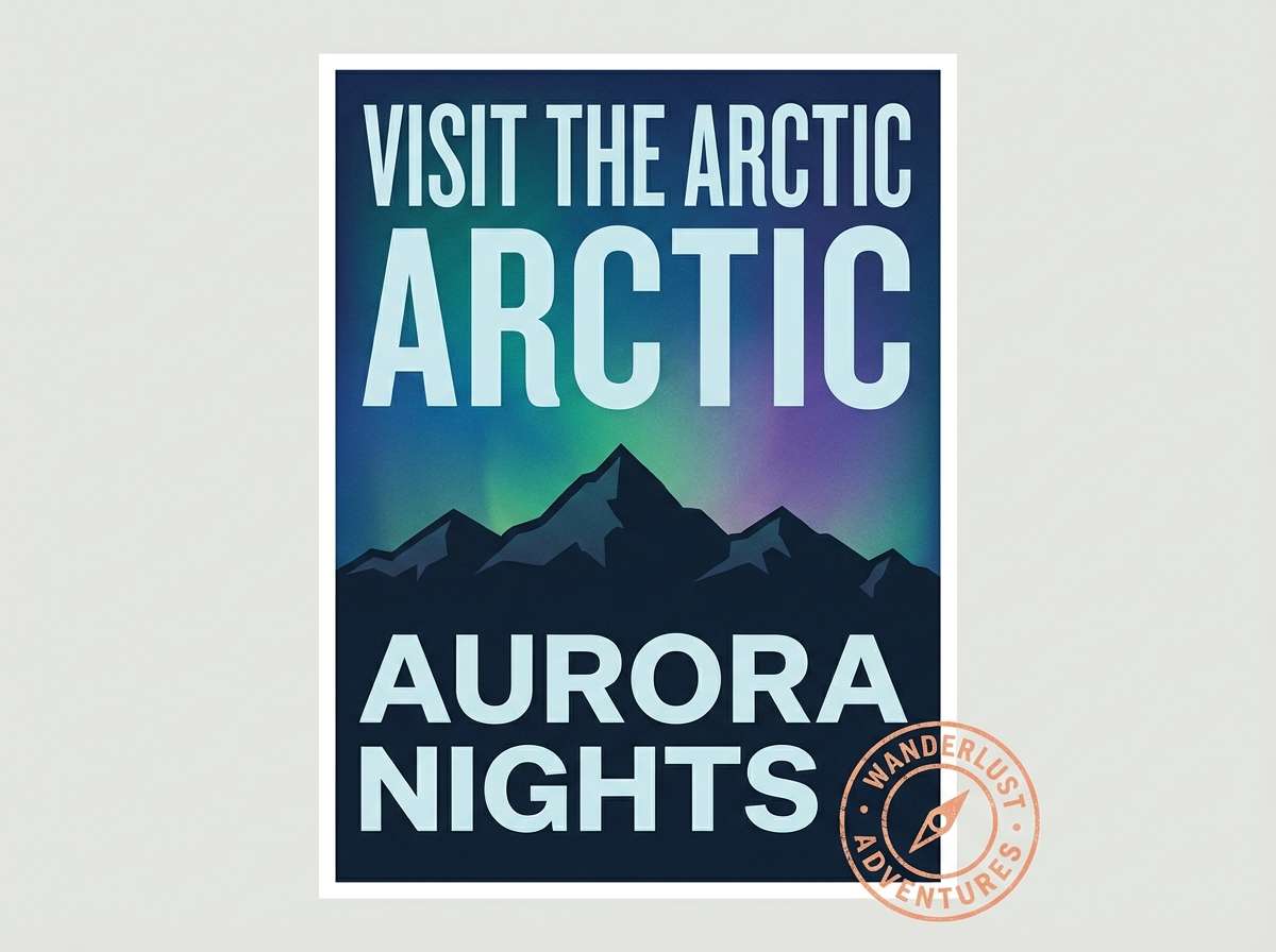aurora travel poster layout