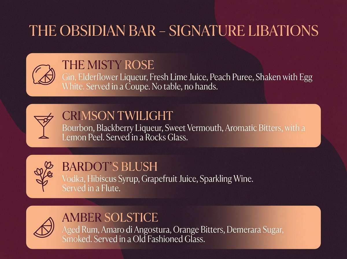 moody cocktail menu design