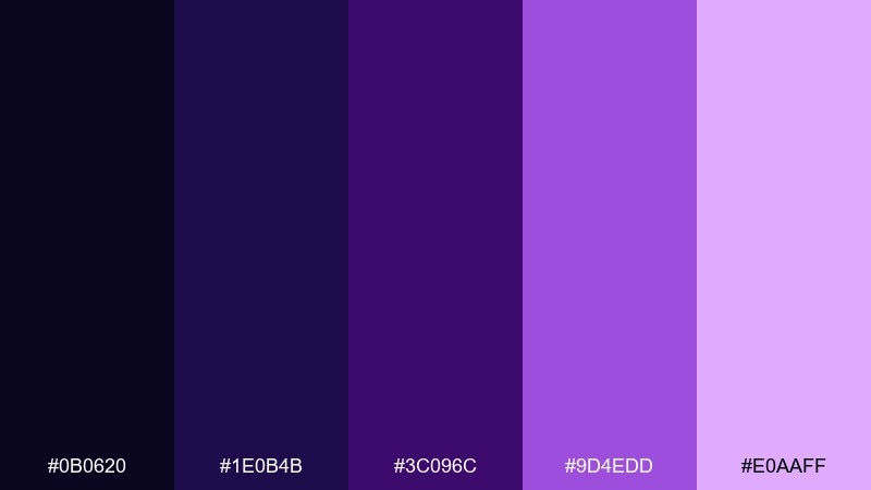 starship violet starry sky color palette with hex codes
