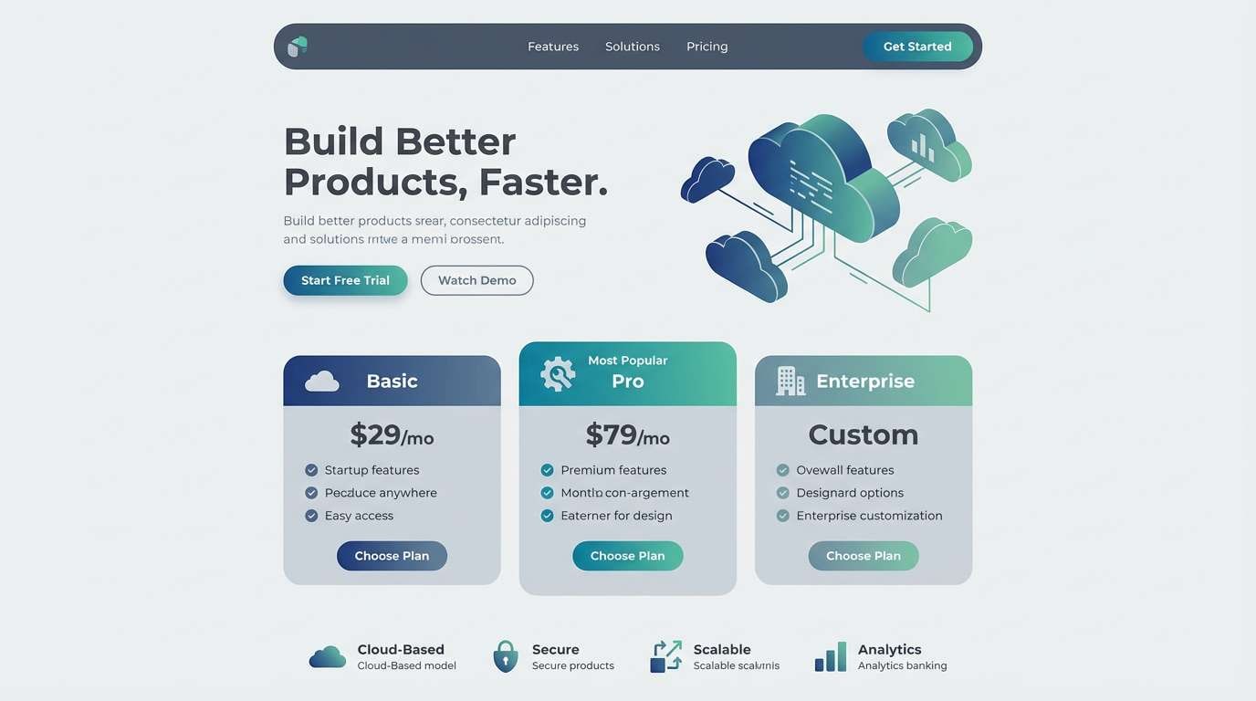 landing page in seafoam and slate