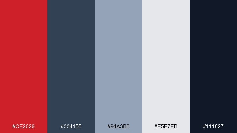 steel and scarlet fire engine red color palette with hex codes