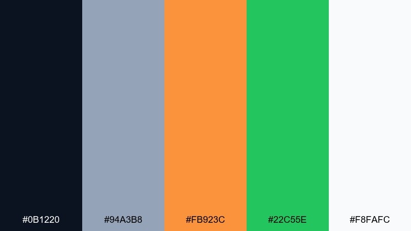 steel apricot flash contrast color palette with hex codes