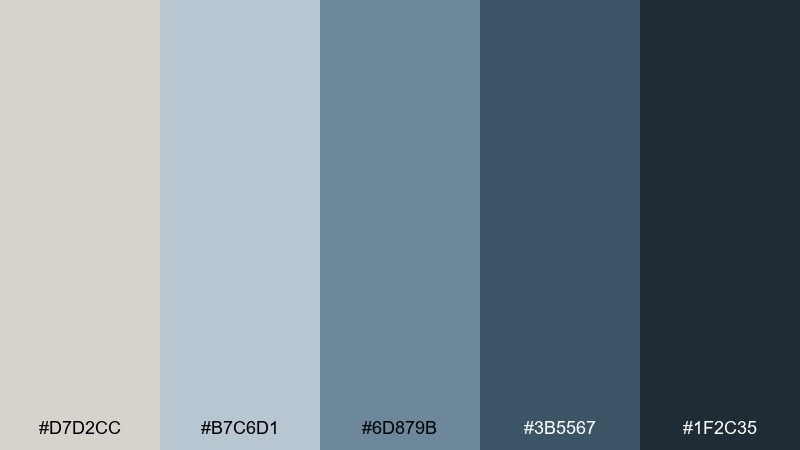 steel blue greige timberwolf color palette with hex codes