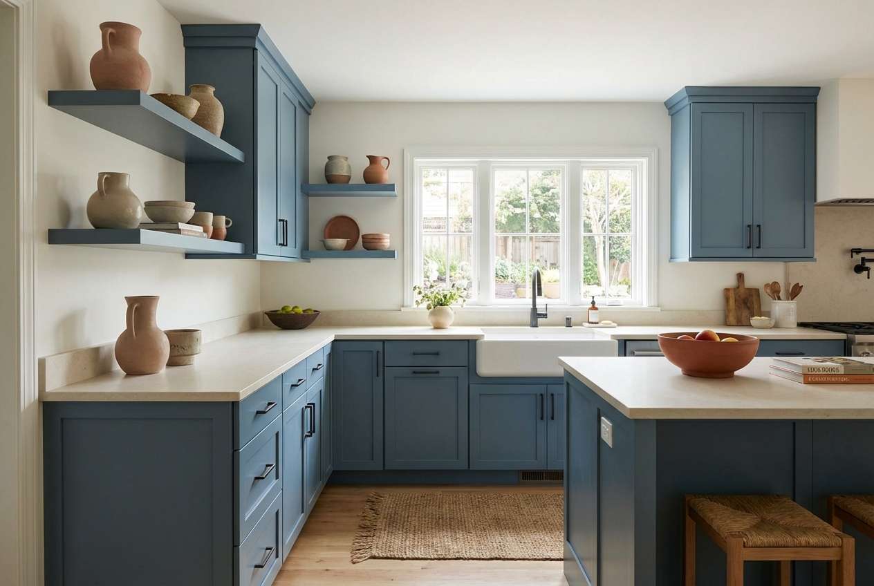 steel blue kitchen