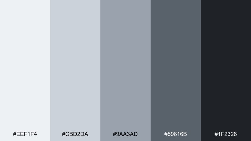 steel mist cool grey color palette with hex codes