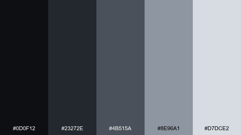 steel shadow color palette with hex codes