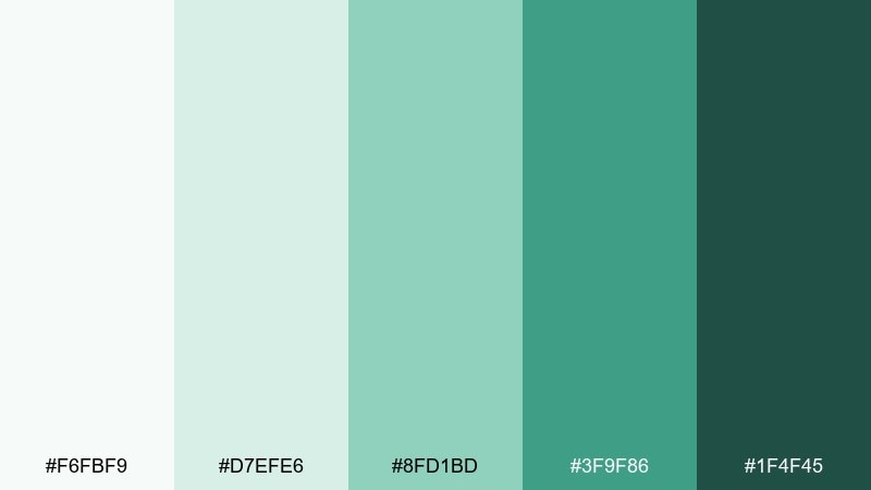 sterile mint calm hospital color palette with hex codes