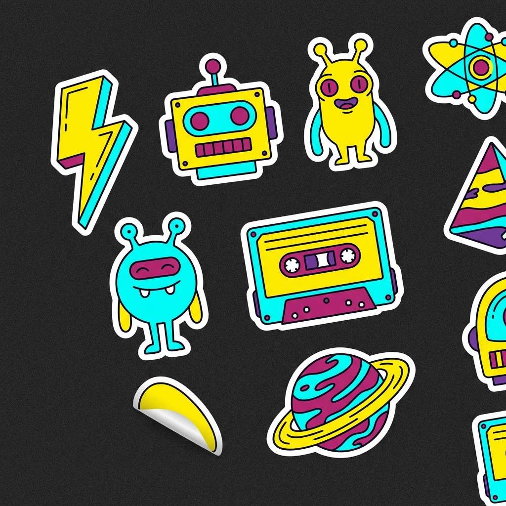 sticker pack with bold outlines