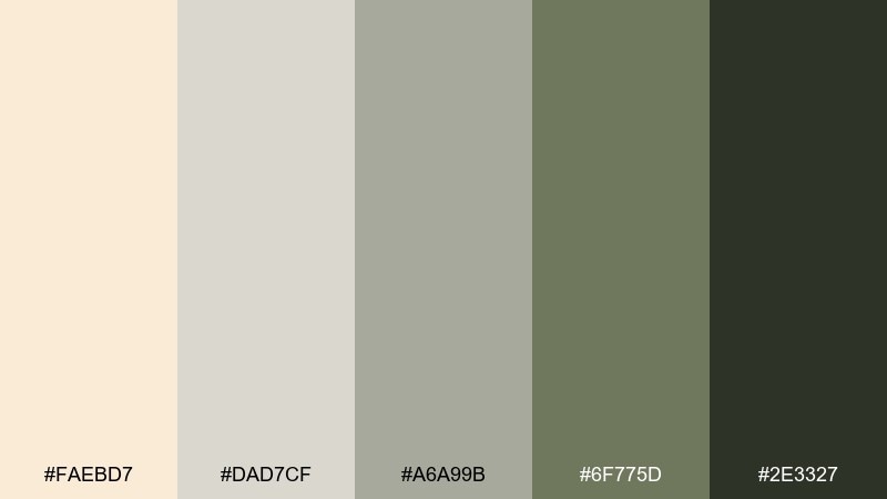 stone and moss color palette with hex codes