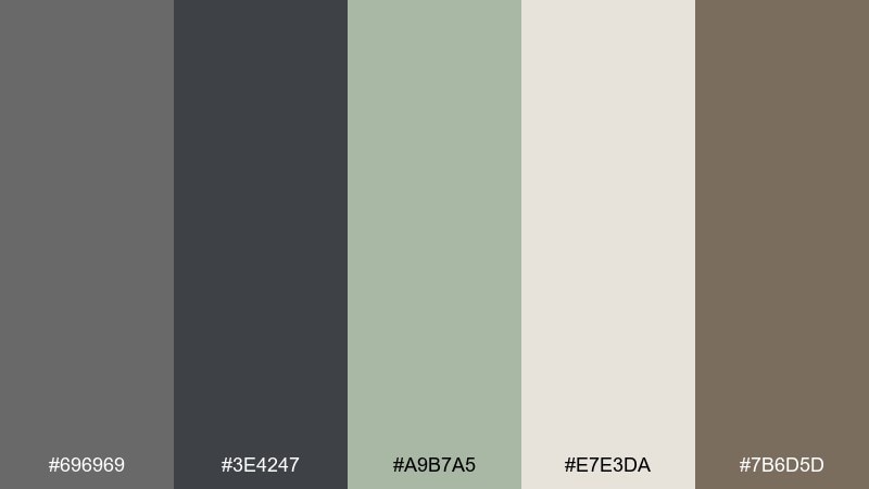 stone and sage dim gray color palette with hex codes