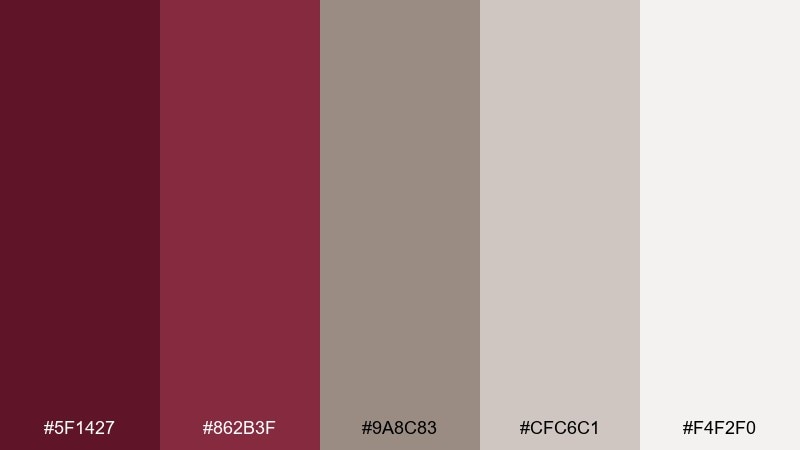 stone and sangria color palette with hex codes