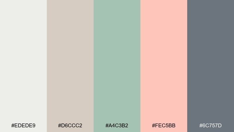 stone ivory soft teal gender reveal color palette with hex codes