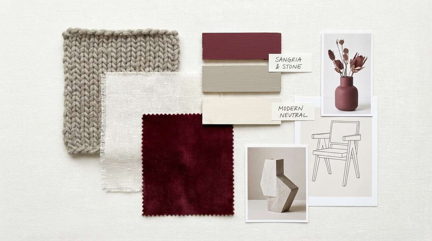 mood board with sangria accents