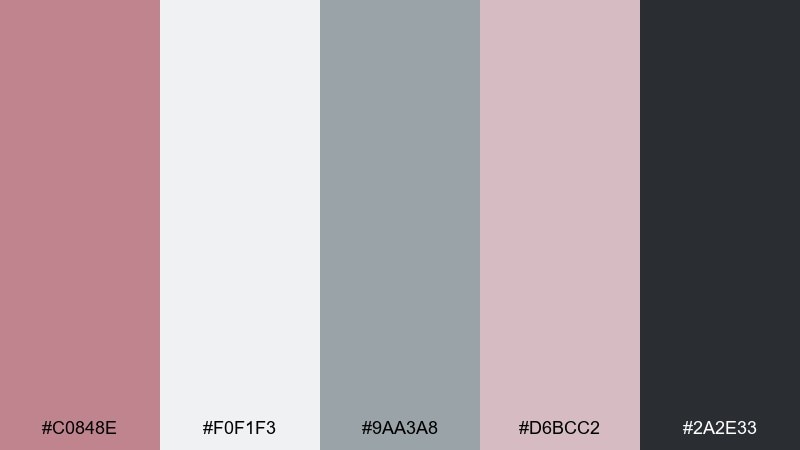 stonewashed rose color palette with hex codes