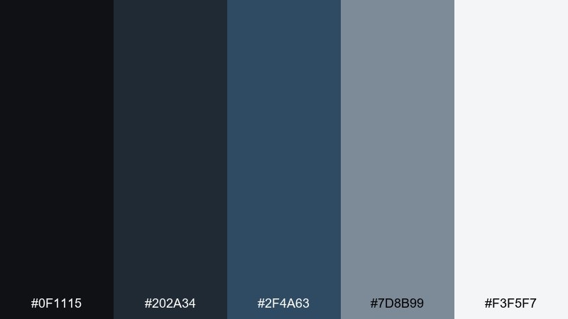 stormcloud office black blue gray color palette with hex codes