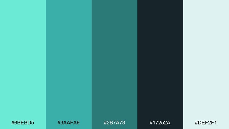 stormy aquamarine aquamarine color palette with hex codes