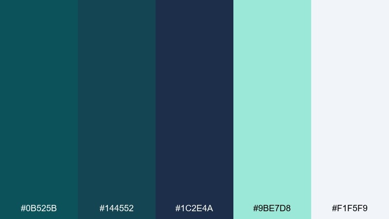 stormy bay color palette with hex codes