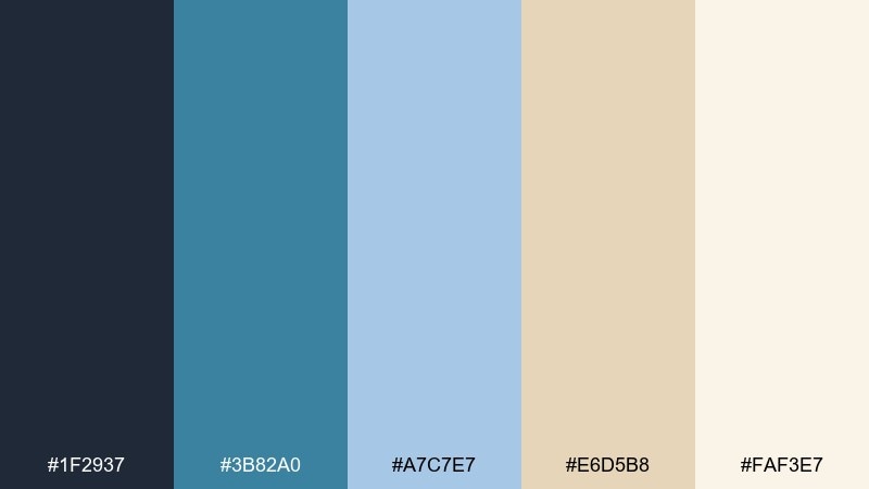 stormy blue oat color palette with hex codes