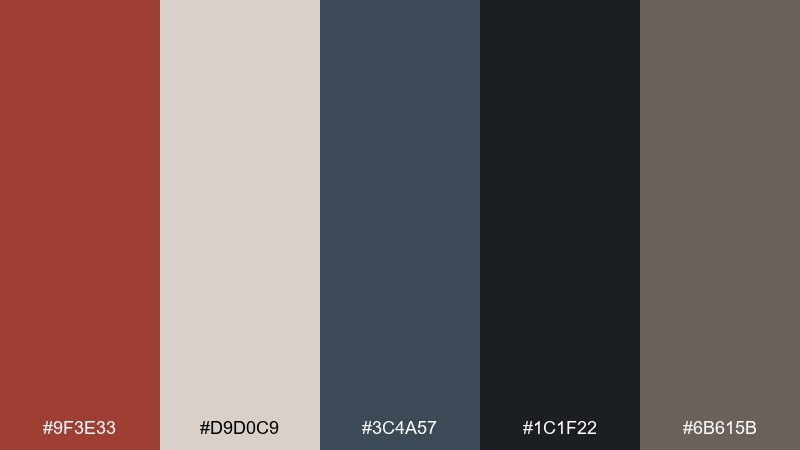 stormy brick brick red color palette with hex codes