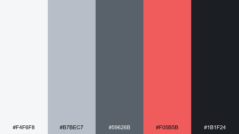 stormy coral color palette with hex codes