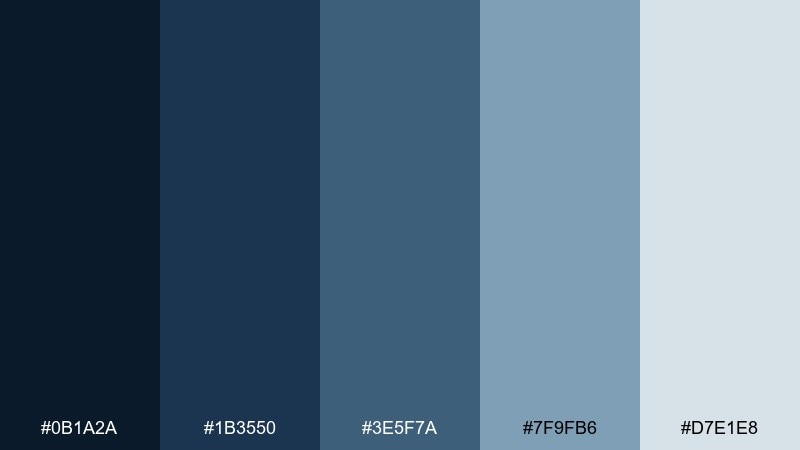 stormy denim color palette with hex codes