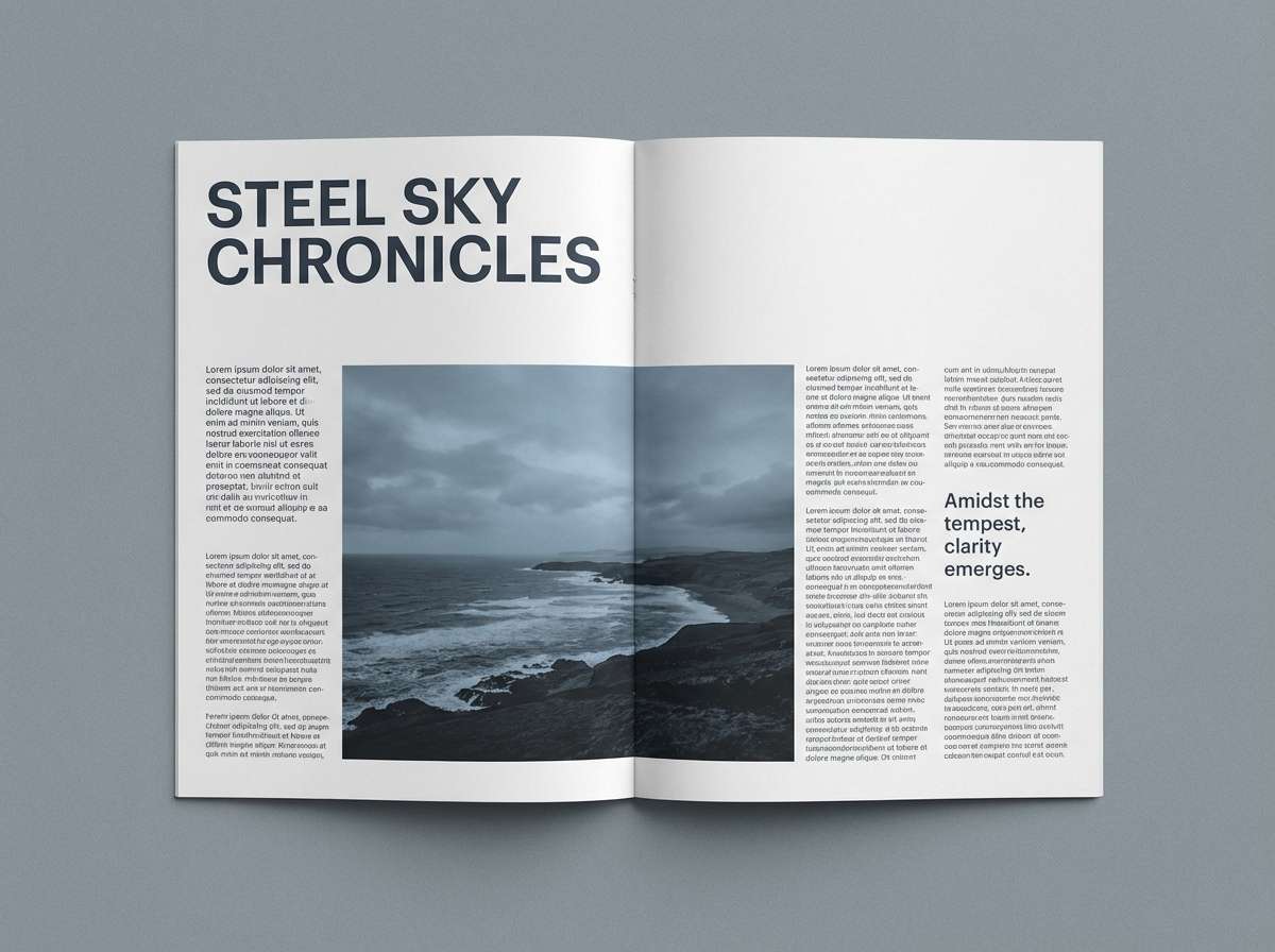 stormy editorial spread using nautical color palette