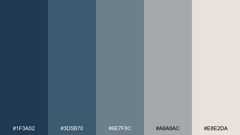 stormy heather denim color palette with hex codes