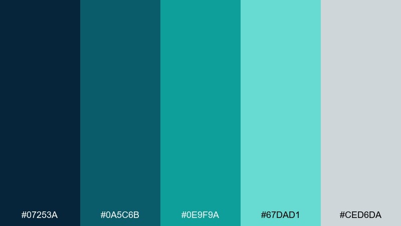 stormy lagoon color palette with hex codes