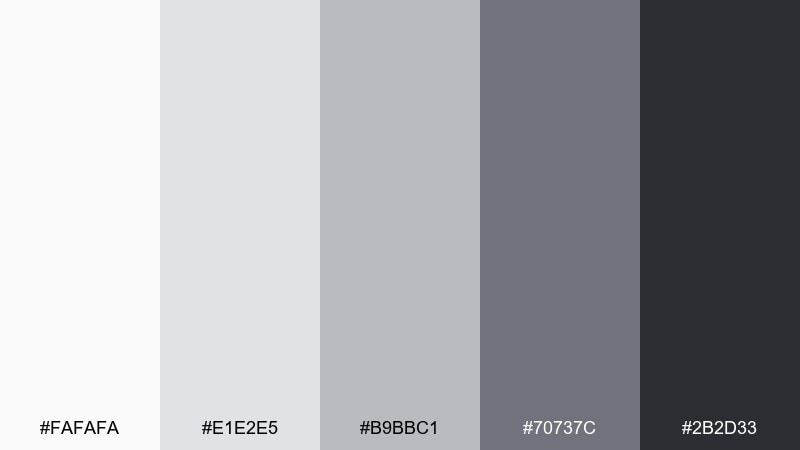 stormy minimal cool grey color palette with hex codes